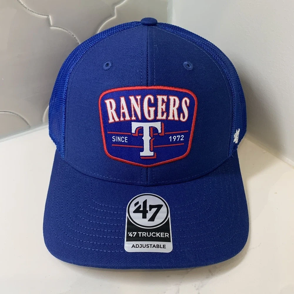 '47 Brand Texas Rangers Royal Squad Adjustable Snapback Trucker Hat Cap OSFM